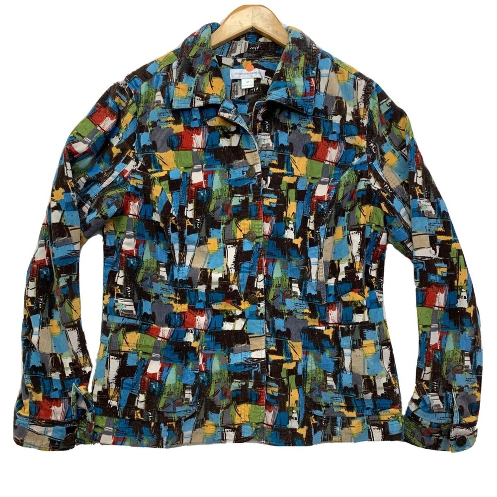 vintage corduroy abstract print Christopher & Banks jacket